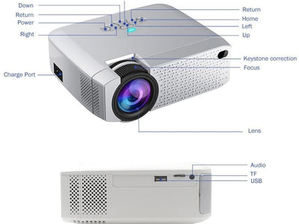 Portable Home Theater Projector - 1600 Lumens Hd Silver-1915196597466173444