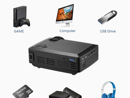 4 Lcd Projector - 80 Lumens Hd 800X480 Vga / Hdmi - Black-1915196716211113993