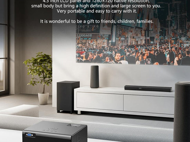 2200 Lumens Mini Led Projector For Home Theater - Hdmi / Av / Vga / Usb - Silver-1915196594010066945