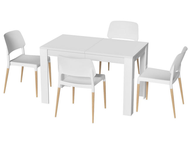 1 Artiss Dining Table and 4 Chairs Set White Wood