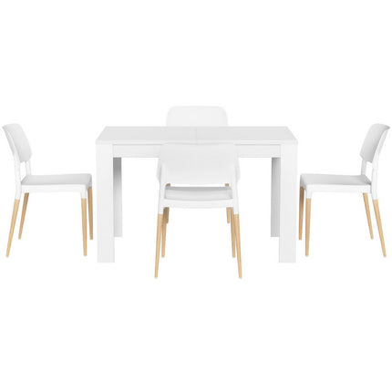 1 Artiss Dining Table and 4 Chairs Set White Wood
