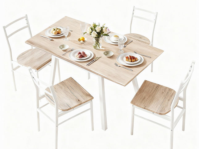 Artiss Dining Table and Chairs Set 5pcs Foldable Kitchen Furniture Natural White