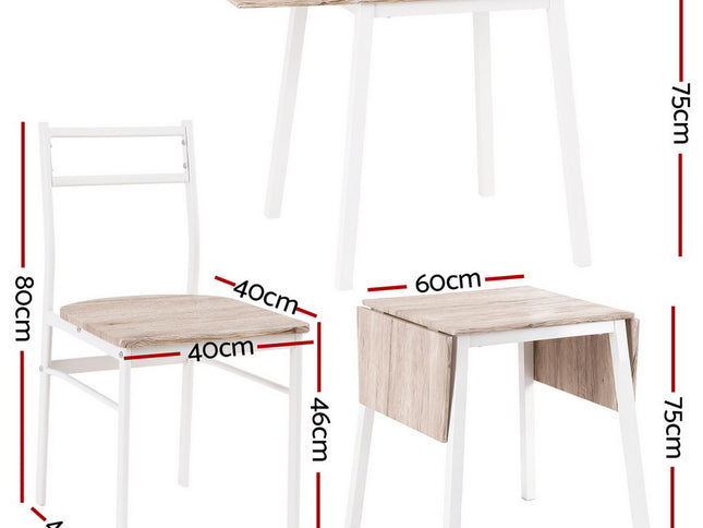 Artiss Dining Table and Chairs Set 5pcs Foldable Kitchen Furniture Natural White