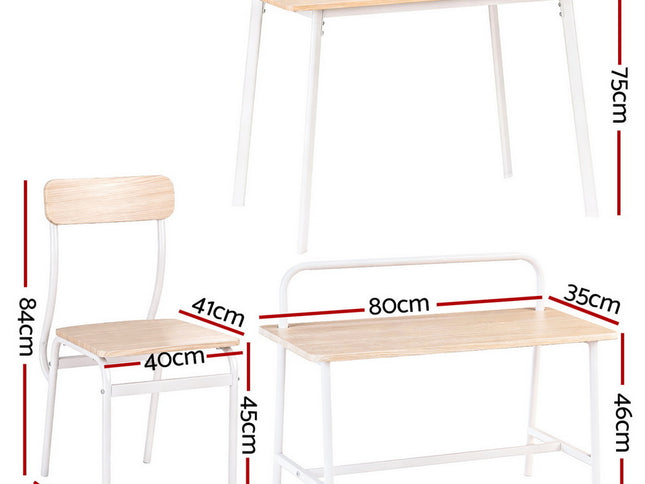 Artiss Dining Table and Chairs Set of 4 Bench Kitchen Furniture Natural and White