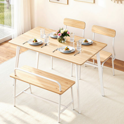 Artiss Dining Table and Chairs Set of 4 Bench Kitchen Furniture Natural and White