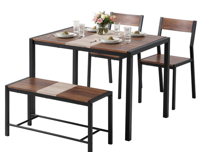 Artiss Dining Table and Chairs Set of 4 Bench Kitchen Furniture Rustic Brown