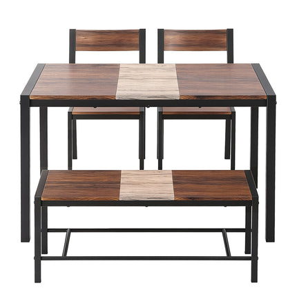 Artiss Dining Table and Chairs Set of 4 Bench Kitchen Furniture Rustic Brown