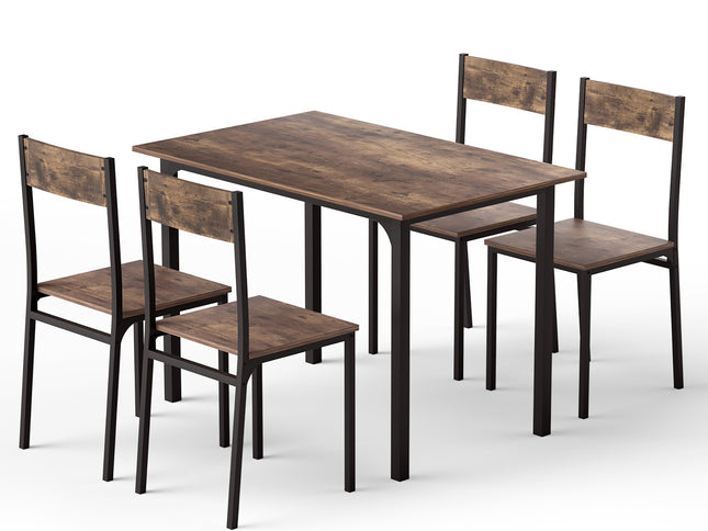 Artiss Dining Table and Chairs Set of 5 Compact Kitchen Furniture Rustic Brown