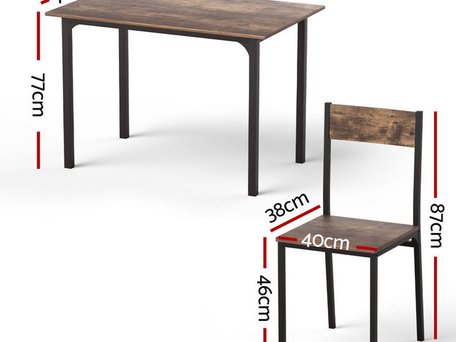 Artiss Dining Table and Chairs Set of 5 Compact Kitchen Furniture Rustic Brown