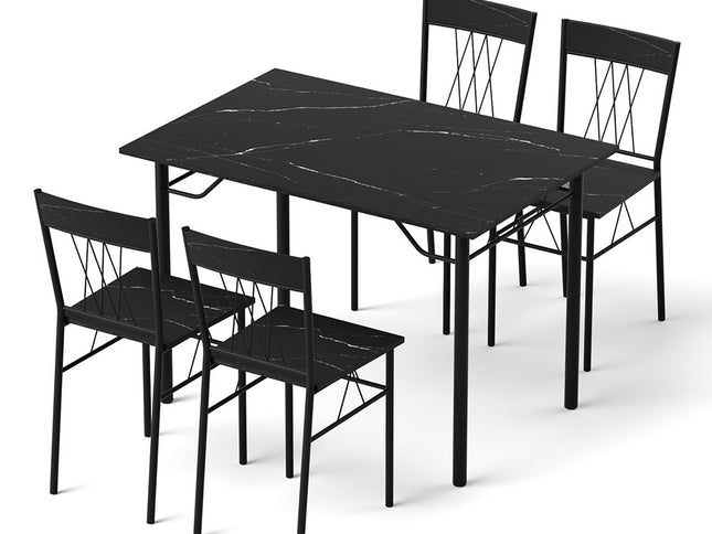 Artiss Dining Table and Chairs Set of 5 Compact Kitchen Furniture Marble Black