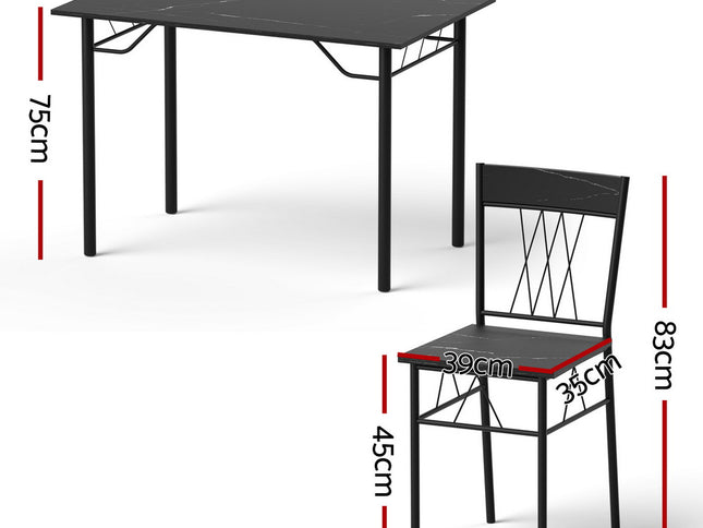 Artiss Dining Table and Chairs Set of 5 Compact Kitchen Furniture Marble Black