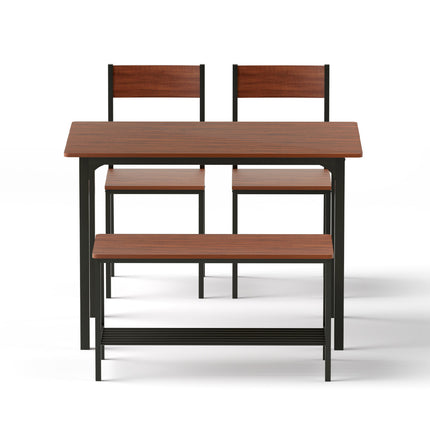 Artiss Dining Table and Chairs Set of 4 Storage Bench Kitchen Furniture Walnut