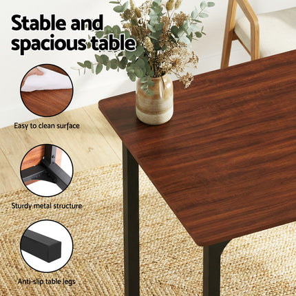 Artiss Dining Table and Chairs Set of 4 Storage Bench Kitchen Furniture Walnut