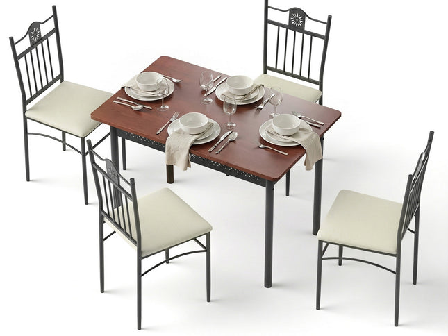 Artiss Dining Table and Chairs Set of 5 Compact Kitchen Furniture Upholstered