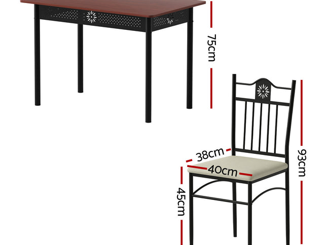 Artiss Dining Table and Chairs Set of 5 Compact Kitchen Furniture Upholstered