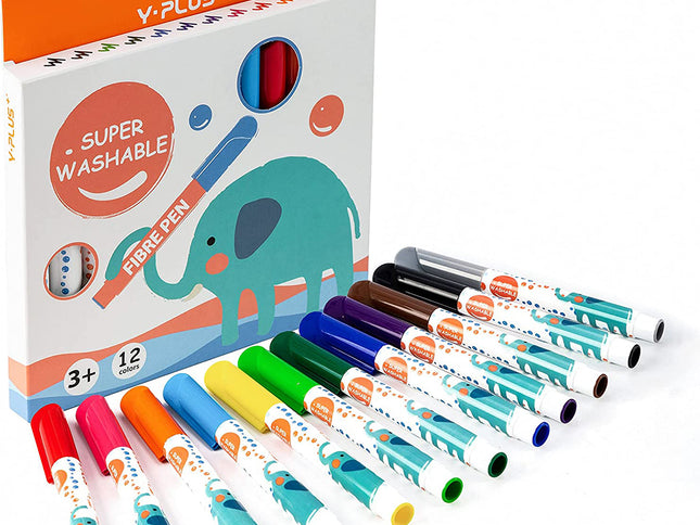 YPLUS Elephant Watercolor JUMBO Markers Set 12 Colours-1894516810909356032