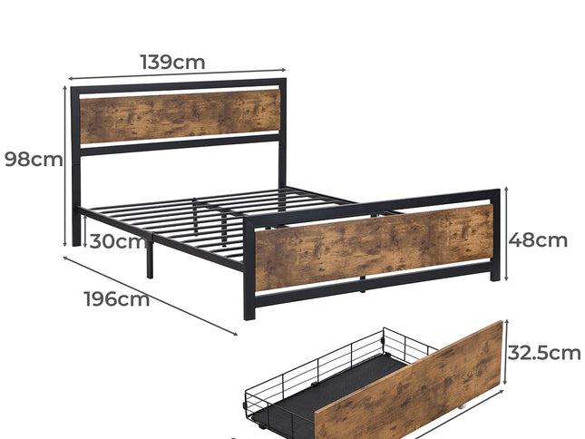 Levede Industrial Bed Frame Double Mattress-1942353322317058050