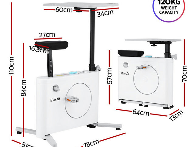 Everfit Exercise Bike Magnetic Desk Bike with Tabletop Fitness Home Workout Gym