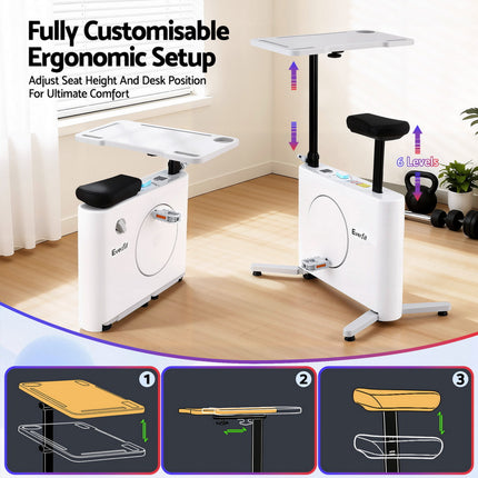 Everfit Exercise Bike Magnetic Desk Bike with Tabletop Fitness Home Workout Gym
