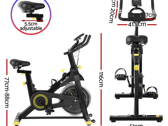 Everfit Spin Bike Exercise Bike Cardio Gym Bluetooth APP Connectable
