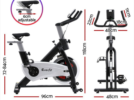 15kg Flywheel Spin Bike Everfit Exercise Bike Home Gym Fitness 120KG Capacity