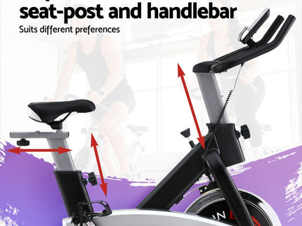15kg Flywheel Spin Bike Everfit Exercise Bike Home Gym Fitness 120KG Capacity