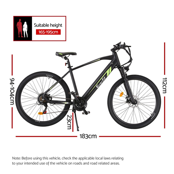 Everfit 27.5 Inch Electric Bike Mountain Bicycle eBike Battery 21 Speed