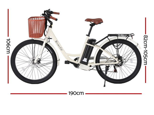 Everfit 26" Electric Bike City Bicycle eBike e-Bike Commuter w/ Battery WH