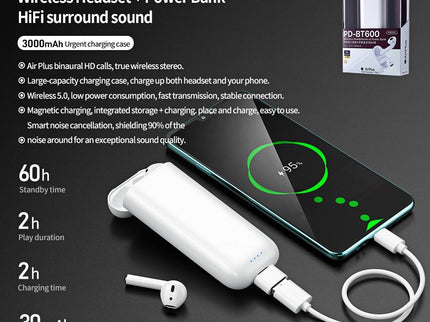 Wireless Bluetooth Earphone With Power Bank - Pd-Bt600 Air Plus-1915196859777945603