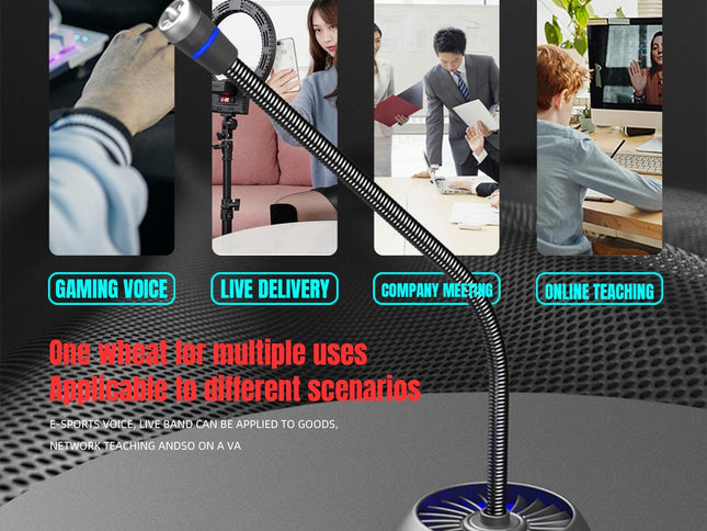 High-Quality Usb Noise-Cancelling Microphone - Black-1915196900131344386