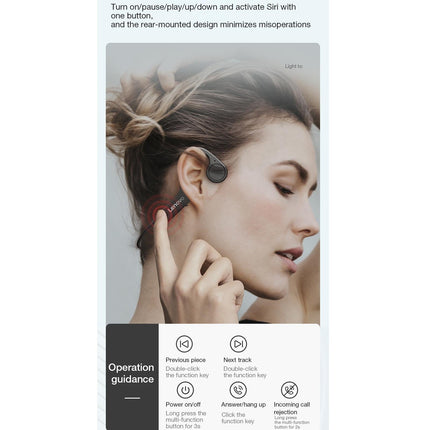Waterproof Bone Conduction Bluetooth Earphones - Black-1915196847551549447