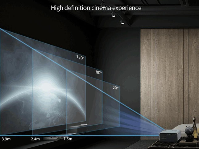 Portable Home Theater Projector - 80 Ansi Lumens Android 9.0 800X480P 1G + 8G-1915197971222368258