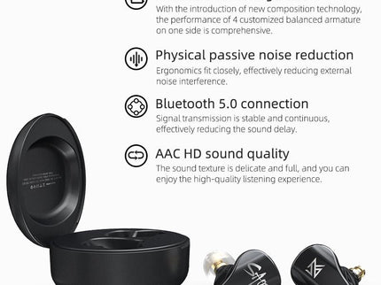 Kz Sa08 Wireless 5Ba Bluetooth Tws Earphones - Black-1915196889502978049
