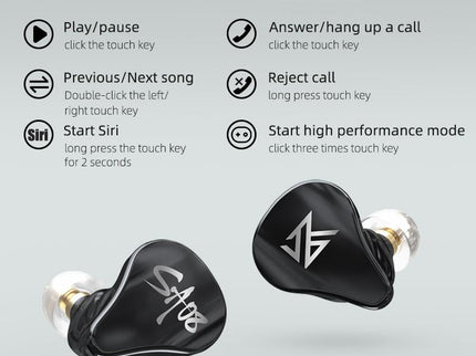 Kz Sa08 Wireless 5Ba Bluetooth Tws Earphones - Black-1915196889502978057