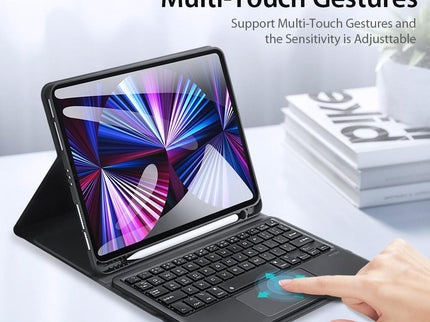 Leather Case With Bluetooth Keyboard & Touchpad For Ipad Air / Pro 11 - Black-1915196646199791621