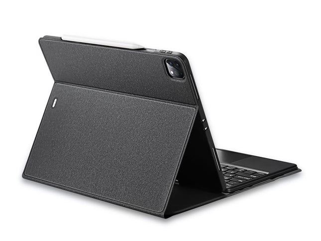 12.9 Ipad Pro Leather Case With Bluetooth Keyboard & Touchpad - Black-1915196648724762625