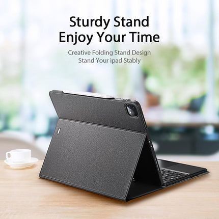 12.9 Ipad Pro Leather Case With Bluetooth Keyboard & Touchpad - Black-1915196648724762627