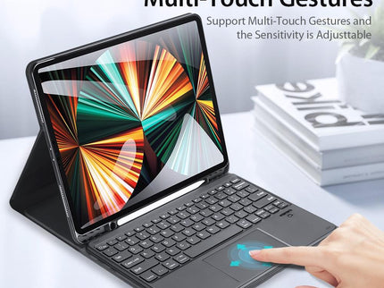 12.9 Ipad Pro Leather Case With Bluetooth Keyboard & Touchpad - Black-1915196648724762629