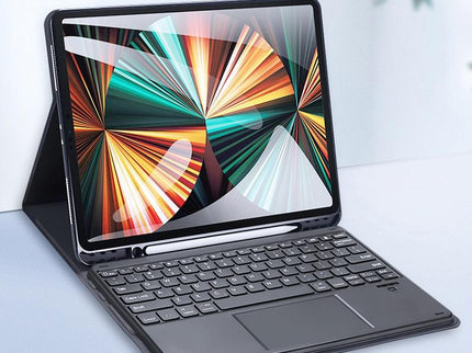 12.9 Ipad Pro Leather Case With Bluetooth Keyboard & Touchpad - Black-1915196648724762631