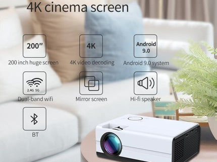Mini Lcd Digital Projector - 2200 Lumens - Android - White / Black - 800X480-1915196657541189633