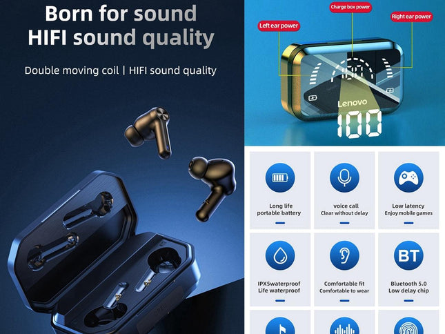 Pro Tws Wireless Bluetooth Earphones With Led Display - Black-1915196956444069889