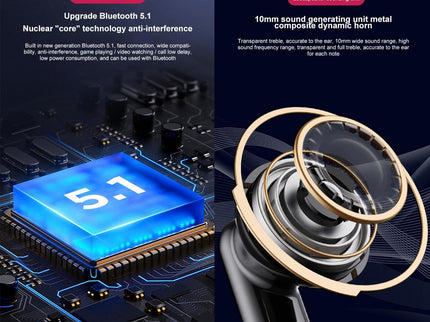 Wireless Bluetooth Earphones With Hd Mic - Black-1915196842975563779