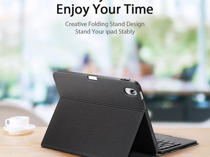 2022 Bluetooth Keyboard Leather Case For Ipad 10.9 With Touchpad & Smart Sleep - Black-1915196877129781251