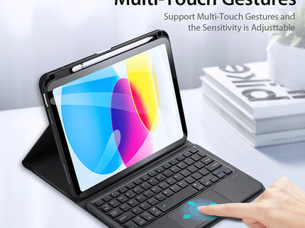 2022 Bluetooth Keyboard Leather Case For Ipad 10.9 With Touchpad & Smart Sleep - Black-1915196877129781253