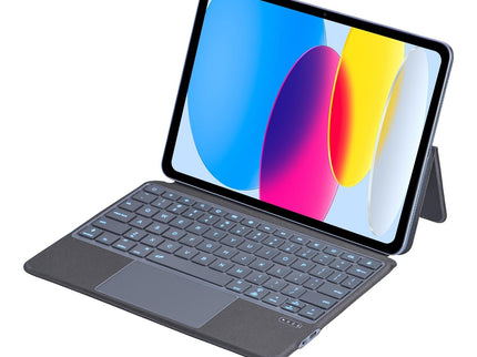10.9 Ipad 10Th Gen 2022 Bluetooth Keyboard Case - Black Leather With Backlight-1915197122005831682