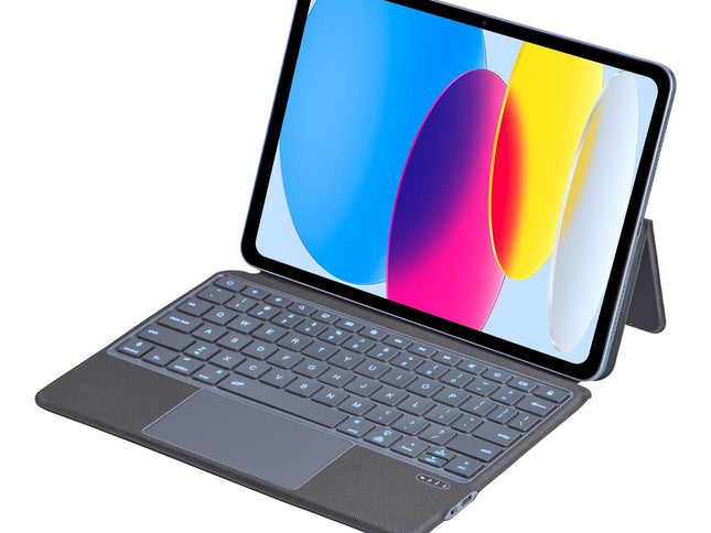 10.9 Ipad 10Th Gen 2022 Bluetooth Keyboard Case - Black Leather With Backlight-1915197122005831682