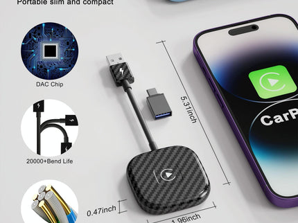Wireless Carplay Adapter For Iphone - Usb & Usb-C-1915196941638176773