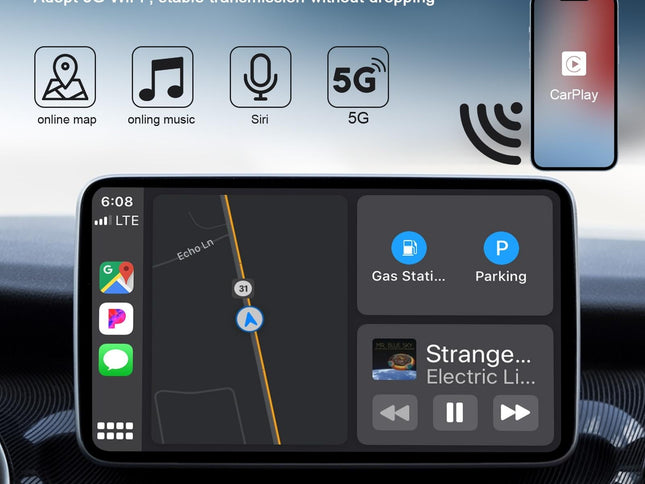 Wireless Carplay Adapter For Iphone - Carbon Fiber Usb & Usb-C-1915196888148217858