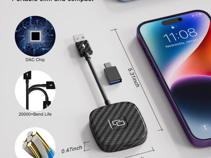 Carplay Adapter For Iphone - Carbon Fiber Usb & Usb-C-1915196945736011780