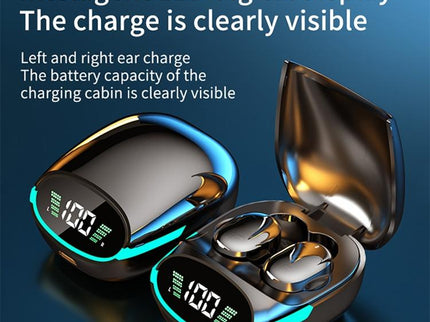 Intelligent Bluetooth Earphones With Digital Display - Black-1915197121338937348